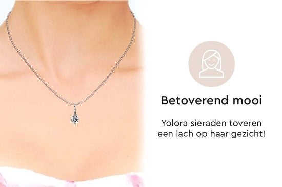 Yolora Dames Ketting met Kalpa Camaka Kristallen Hanger - Zilver kleurig - 18K Witgoud Verguld - Cadeauverpakking - Moederdag Cadeautje