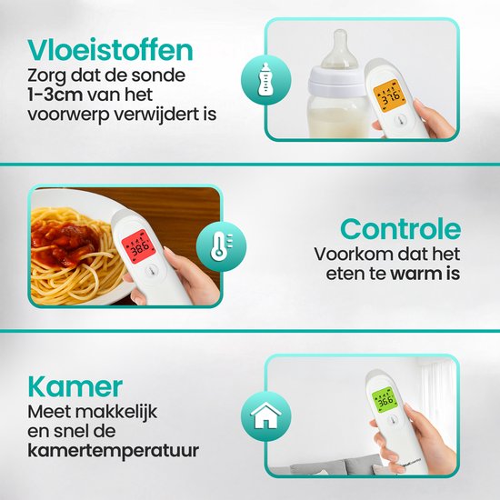 MostEssential Digitale Voorhoofd Thermometer - Temperatuurmeter - Koortsthermometer voor Volwassenen, Kinderen en Baby's - Contactloos - HW05