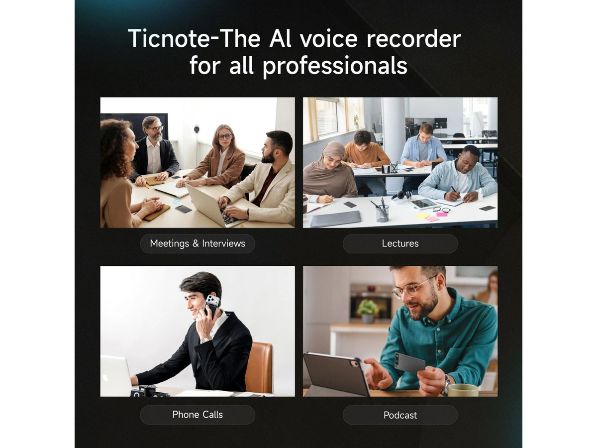 Mobvoi TicNote AI Voice Recorder - Dual-Mode Opname - 64GB Opslag - AI Transcriptie