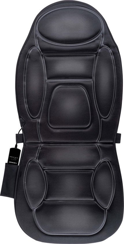 Dunlop Massagestoel Auto met Verwarmingsfunctie - 108 x 48 CM - 4 Massagemotoren en 1 Verwarmingselement - Aansluiting op Sigarettenaansteker Auto - Afstandsbediening met 13 Standen - Zwart