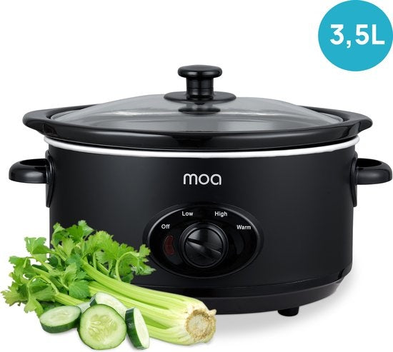 MOA Slowcooker - 3,5 liter - Keramische Binnenpan - Zwart - SC35B