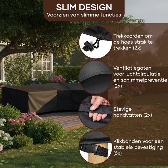 Villux Beschermhoes Tuinbank - Beschermhoes Tuinmeubelen - Hoes Tuinmeubelen - Hoes Tuinset - Loungeset - Waterdicht - Hoes Loungeset - 420D - 300/98 x 300/98 x 70cm
