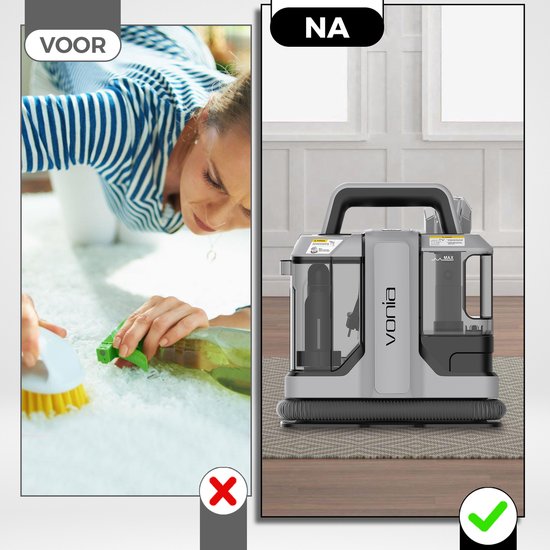 Vonia Tapijtreiniger - Vlekkenreiniger - Bankreiniger - Reinigingsmachine - Bekledingsreiniger - 450W - Grijs