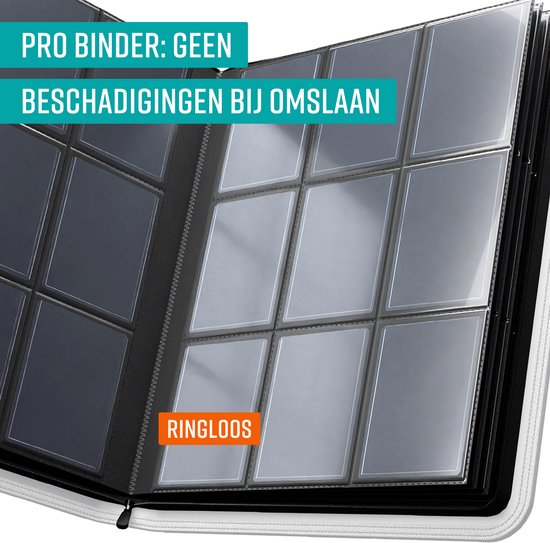 NAPI Toploader Pro Binder voor 288 Kaarten - Premium Verzamelmap Toploaders met Ritssluiting - Trading Cards Map - 9 Pocket - Kunstleer - Rood/Wit
