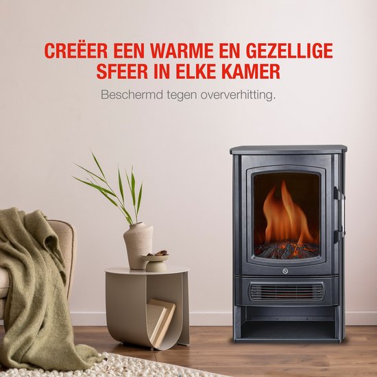 alpina Elektrische Sfeerhaard Helsinki ND-183 - Elektrische Haard met Verwarming - LED Vlammeneffect