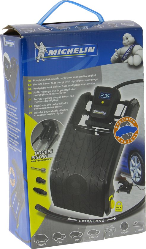 Michelin Dubbele Voetpomp met Digitale Drukmeter - 7 bar