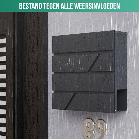 Avalo Brievenbus RVS Antraciet met Krantenvak en Slot - Incl. Montagemateriaal & 2 Sleutels