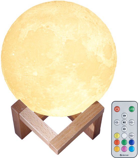 Denver Maanlamp 3D - Bluetooth Speaker Draadloos - Tafellamp Slaapkamer - Muzieksyncronisatie - Incl. Afstandsbediening - Maan lamp - LBS150
