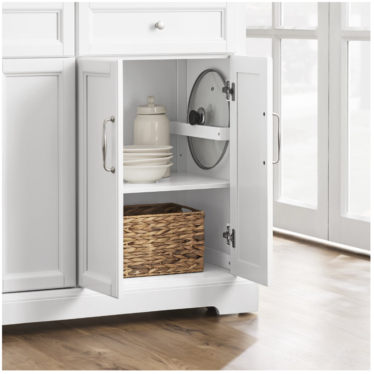 SoBuy – Keukeneiland & Keukentrolley FKW71-WN – 115x71x93 cm – Wit & Natuur Rubberwood – Uitbreidbaar Werkblad & Opbergkast – Verrijdbaar Keukenblok op Wielen – FKW71-WN
