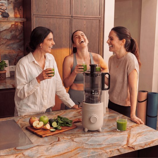 Safecourt Kitchen Slow Juicer - krachtige motor [Pre-cutter & Cold-press technologie] - eenvoudige reiniging - BPA-vrij - sapcentrifuge Beige