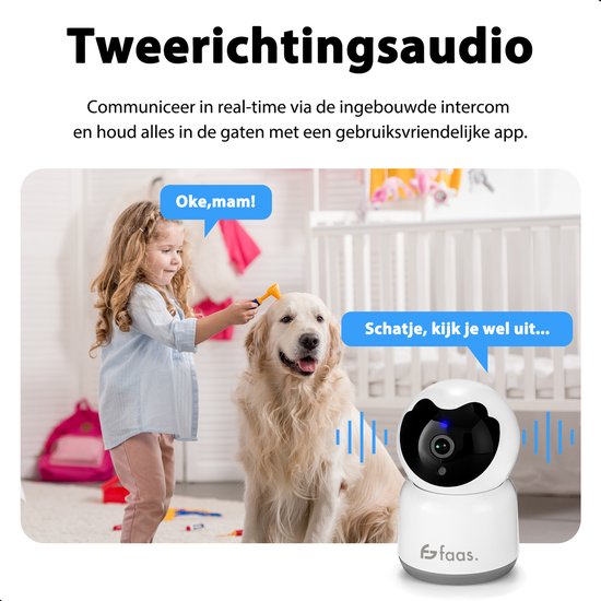 Beveiligingscamera Binnen - met Nachtzicht - Wifi en 64GB SD - Camerabewaking - Full HD - Tuya Smart - Wit - van Saaf