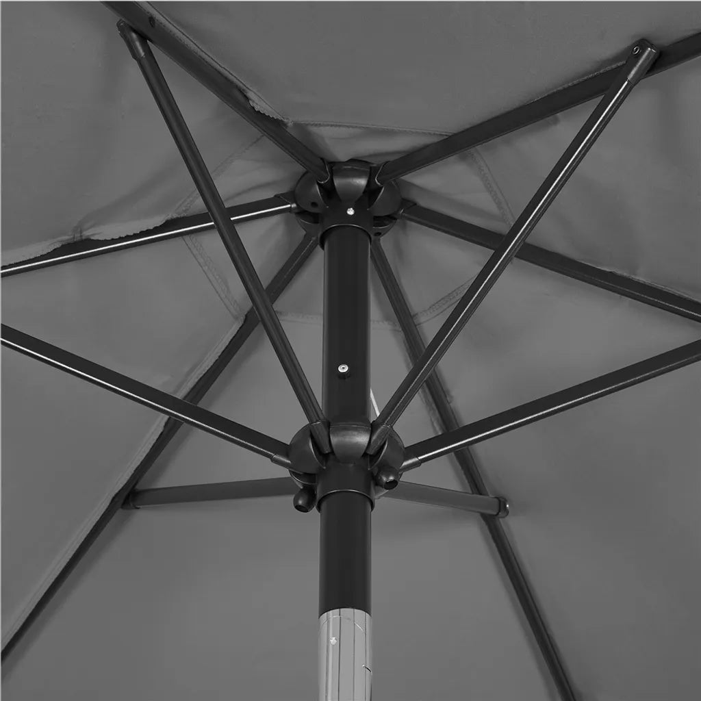 Yaheetech Parasol Ø 230 cm - Grijs - Kantelbare Tuinparasol met Slinger en Windventilatie