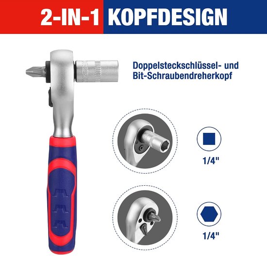 42-delige Doppen- en Bitset met Ratel en Magnetische Houder