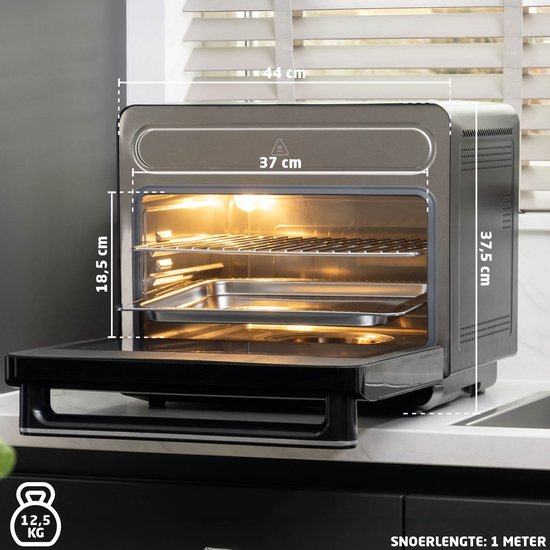 Vrijstaande Combi Oven – XXL Airfryer Stoomoven – 24 Liter – Zelfreinigend – Digitaal Display met Touch – 9 Programma's – Met Accessoires - BREND BR-2234