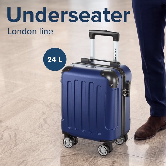 TRVLMORE Handbagagekoffer - 40x30x20 cm - Underseater - 24L - Cijferslot - 4 Wielen - Donkerblauw