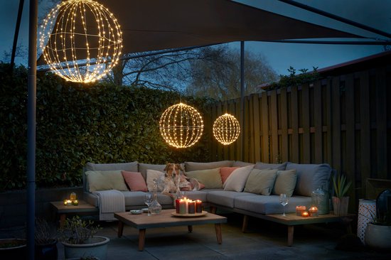 Luca Lighting Kerstverlichting Bal met Klassiek Witte LED Lampjes - Zilver - Ø60 cm