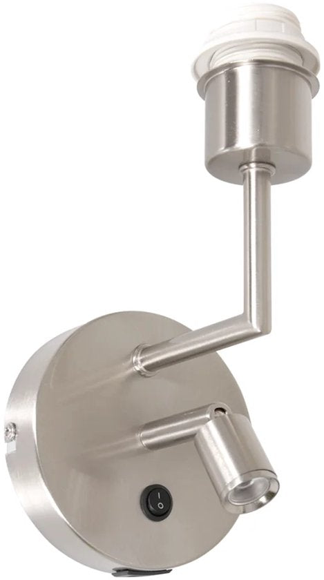 Wandlamp Noor 1562ST Staal met Leeslampje & USB-lader - Modern Design van Mexlite - Verstelbaar en Praktisch voor Binnen Gebruik