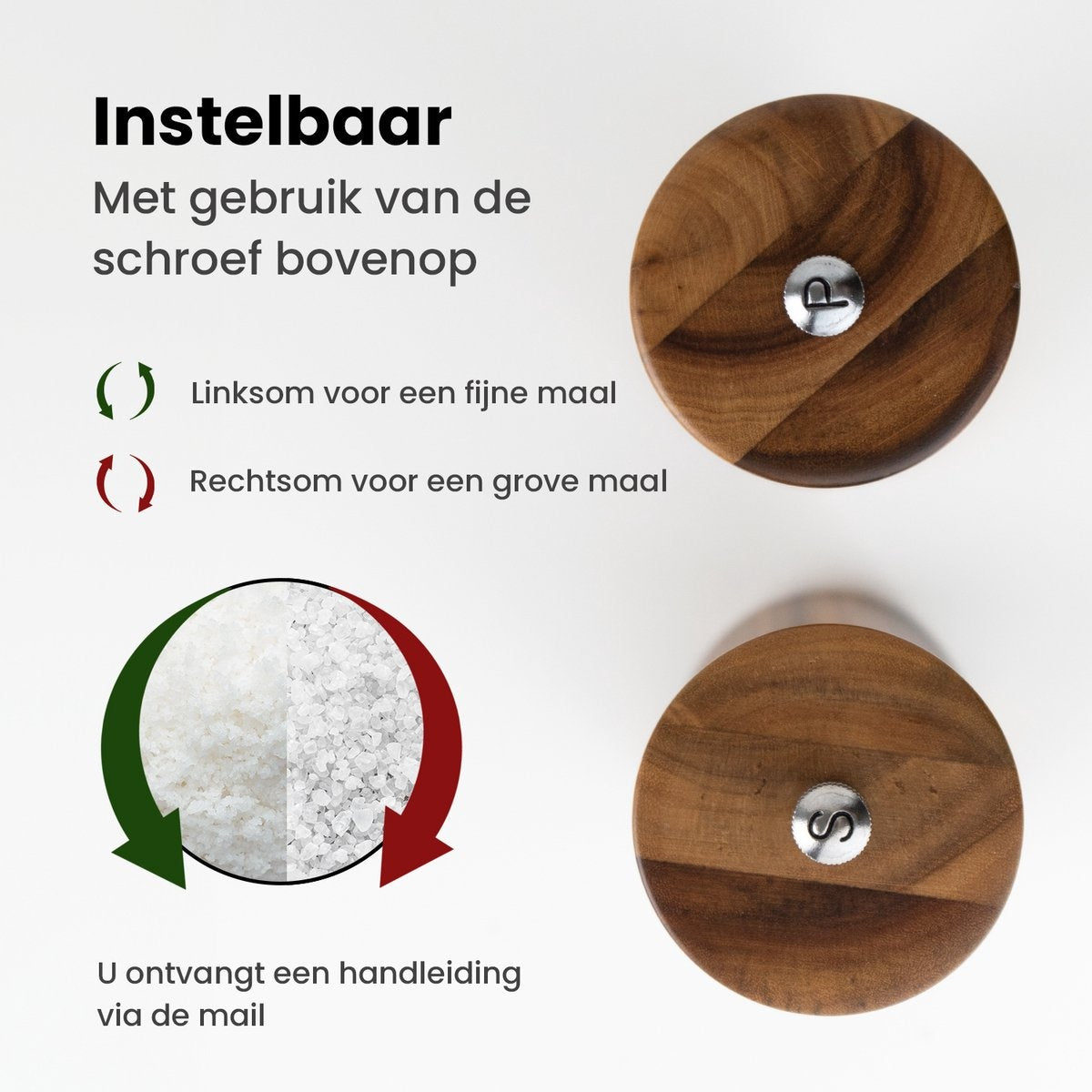 Nimma® Peper en Zoutmolen Set - Incl Navul Lepel - Verstelbare Maalgraad - Acacia Hout