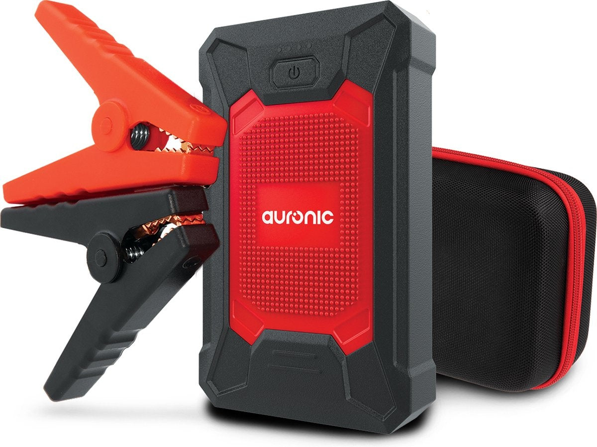 Auronic 12V Jumpstarter voor Auto u2013 600A / 7.200 mAh u2013 4-in-1 starthulp u2013 Incl. tas - Rood/Zwart