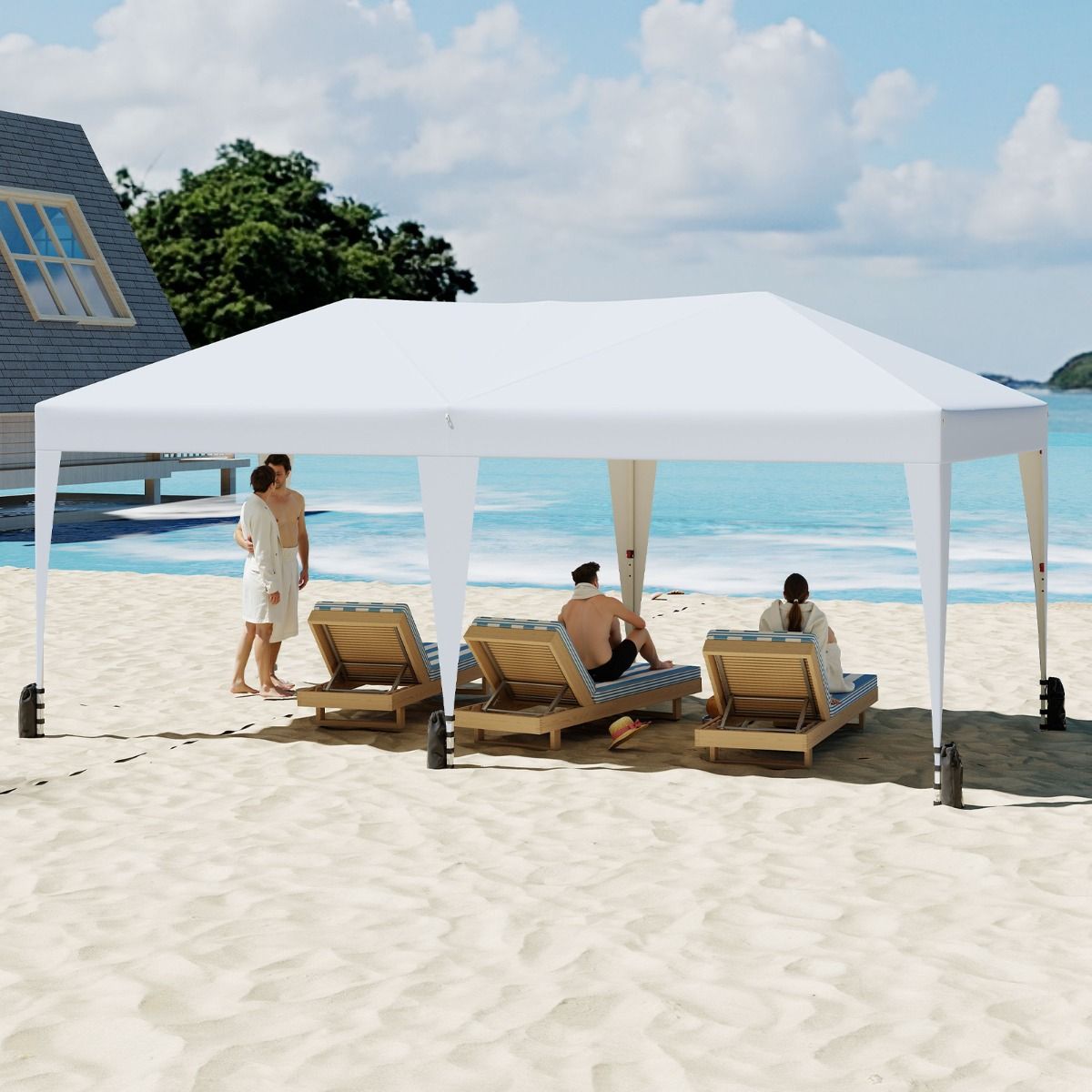 Coast Pop-up Partytent - inklapbaar ontwerp - met draagtas op wielen - grijs 3 x 6 m