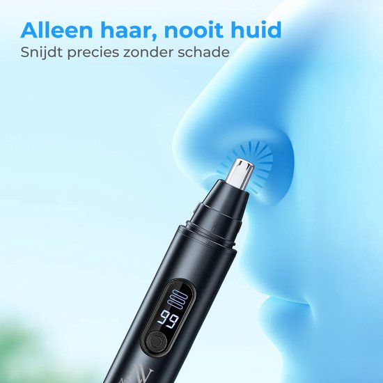Nuvance Neustrimmer - Oplaadbaar & Afspoelbaar - Neushaartrimmers - Oortrimmer - Mannen & Vrouwen - USB C - Zwart