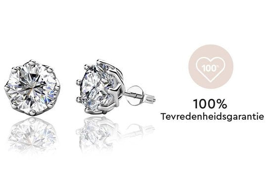Yolora Dames Oorbellen - Ronde Kalpa Camaka Kristallen - Zilverkleurig - 18K Witgoud Verguld - Vrouwen Oorknoppen Zilver - Oorknopjes - Sieraden - Luxe Giftbox - Geschenkdoos - Cadeau doos - Mooie Cadeauverpakking - Moederdag Cadeautje