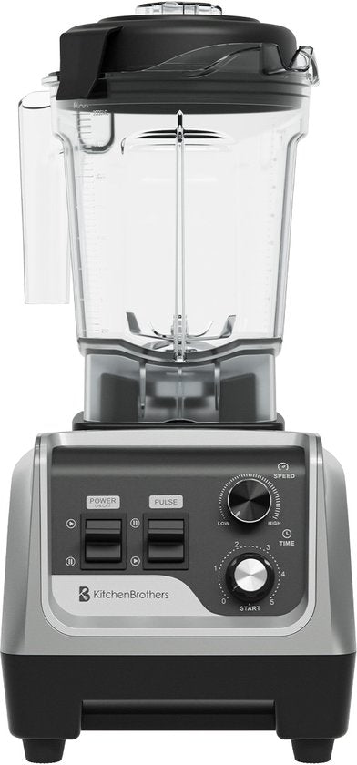 KitchenBrothers Power Blender - 1600W - 2L - Smoothie Maker - IJscrusher - Metallic Grijs