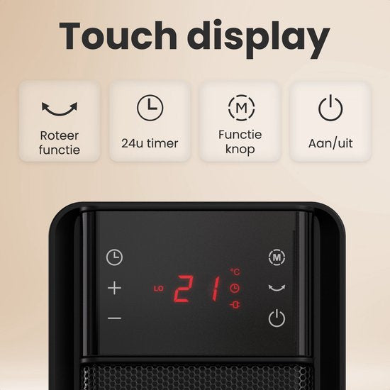 Auronic Elektrische Kachel - Keramische Kachel - Toren Kachel - 2000W Heater - Zwart