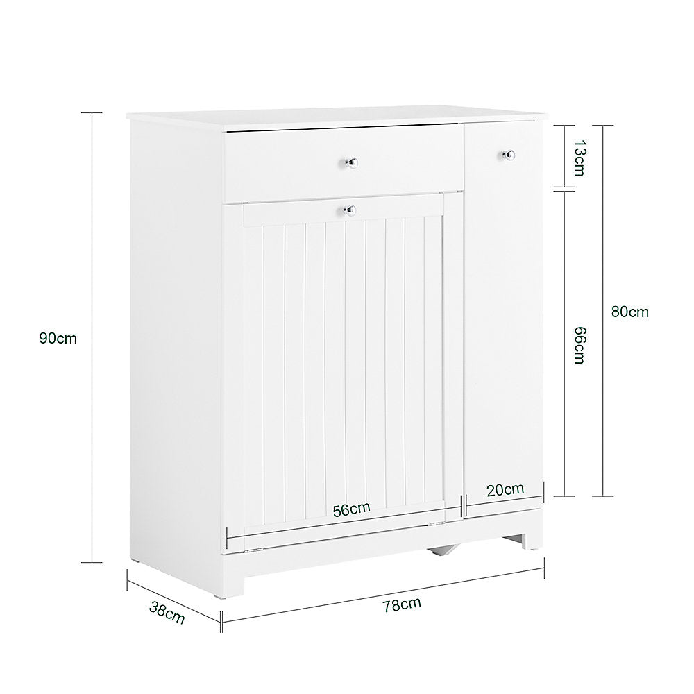 SoBuy Badkamermeubel met Wasmand, Lade en Schuifvak – 78 x 38 x 90,3 cm – Waterdicht & Functioneel – Landelijk Design – Wit