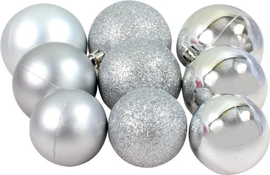 Christmas Gifts Kerstballen Set Zilver - 70 Stuks Kunststof Kerstballen - Incl. Kerstballen Opbergbox - Ø4/5/6 cm