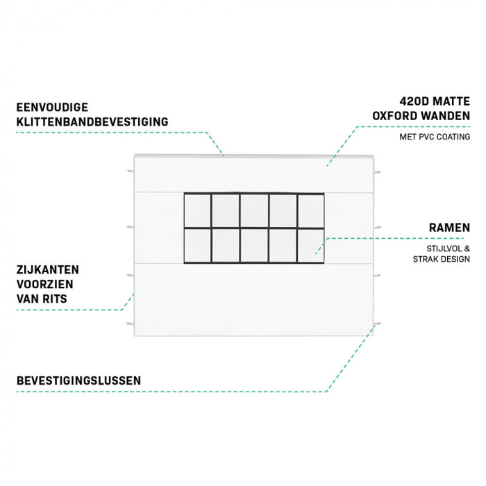 VonRoc Zijwanden Set 3x4,5m voor Premium Partytent PT805AA - Wit
