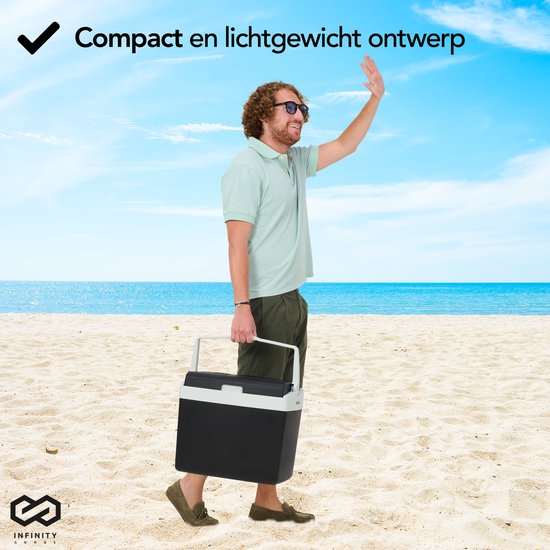 Infinity Goods Elektrische Koelbox - 25L - Coolbox - 12V en 230V - Frigobox - Koelen en Verwarmen - Zwart