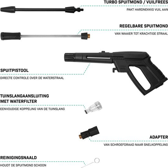 VONROC Hogedrukreiniger V24-1 - 2400W – 180 bar - Incl. 10m premium slang en accessoires