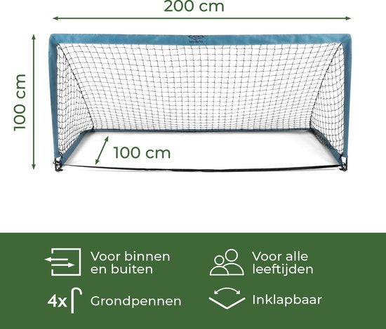 Umbro Voetbaldoel - Voetbal Goal 200 x 100 x 100 cm - Voetbalgoal Groot 1.5KG - Makkelijk te Verplaatsen - Buitenspeelgoed voor Kinderen en Volwassenen - Voetbal Training Doel - Metaal - Blauw