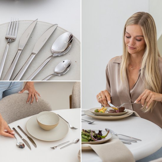 Deleca Amor 72-delige Bestekset voor 12 Personen - Bestek incl. RVS Vorken, Messen, Lepels & Steakmessen Set - Vaatwasserbestendig - Zilver Edelstaal 18/10