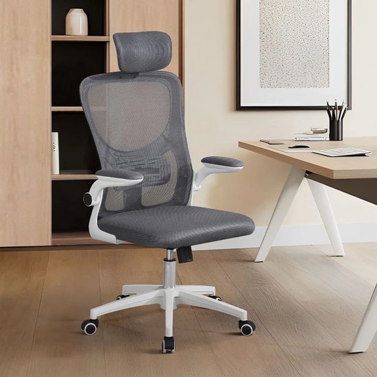 Juskys Ergonomische Bureaustoel - Baltimore - Wit / Grijs