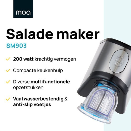 MOA Groentesnijder - Salademaker - Multifunctioneel - Elektrische Rasp - foodprocessor - Hakmolen - SM903