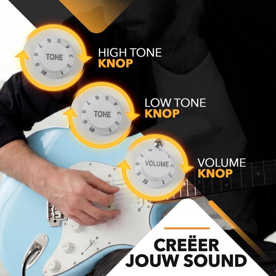 Finesse Elektrische Gitaar met Versterker - met Videocursus - Gitaar - Volwassenen - Kind - Blauw