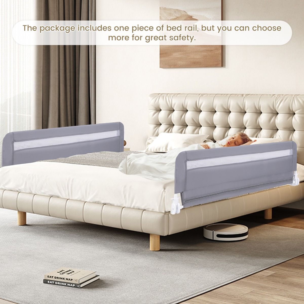 Coast Bedhek voor peuters - opvouwbaar ontwerp - afneembare en wasbare hoes - grijs - 120 cm