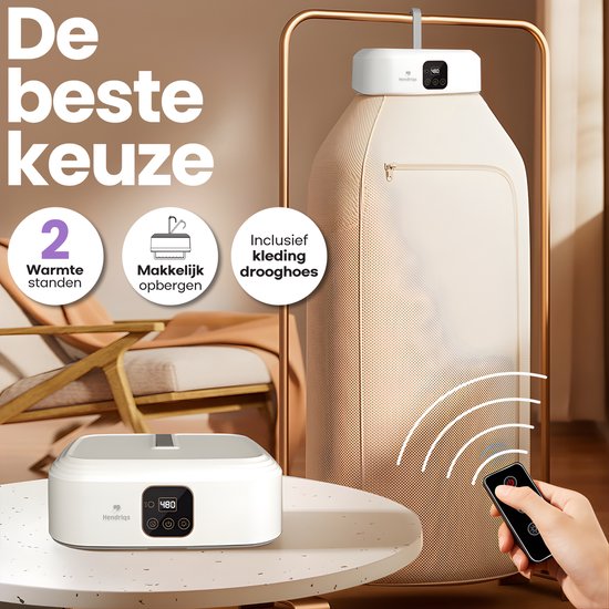 Hendriqs® Wasdroger Condensdroger 8 kg - 90°C mini droger met UV-sterilisatie - Droge Kleding & Warme Kamer Tegelijk - Alternatief voor Warmtepompdroger & Wasdroogcombinatie & Droogkast & Elektrisch Droogrek & Droogmachine