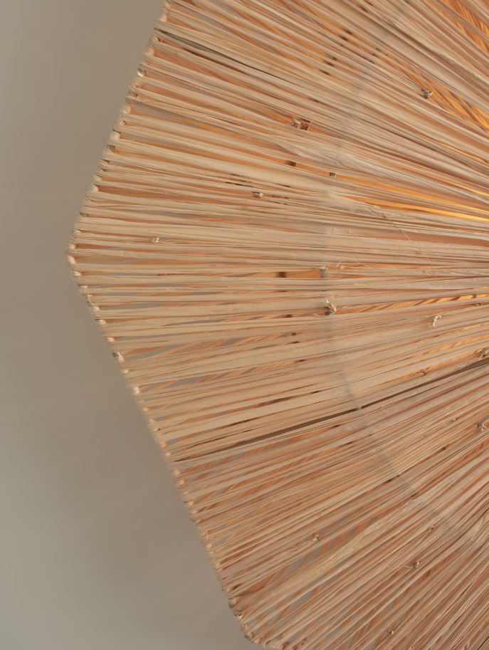 Good & Mojo - Plafondlamp Panama - Ø65 x 20 cm - Raffia - Kleur Naturel - Duurzaam Design - E27 Fitting - Handgemaakt