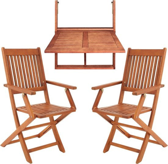 Casaria Balkonset 3-delig - FSC®-gecertificeerd Acaciahout – Bruin