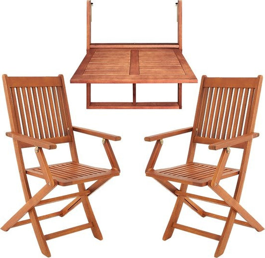 Casaria Balkonset 3-delig - FSC®-gecertificeerd Acaciahout – Bruin