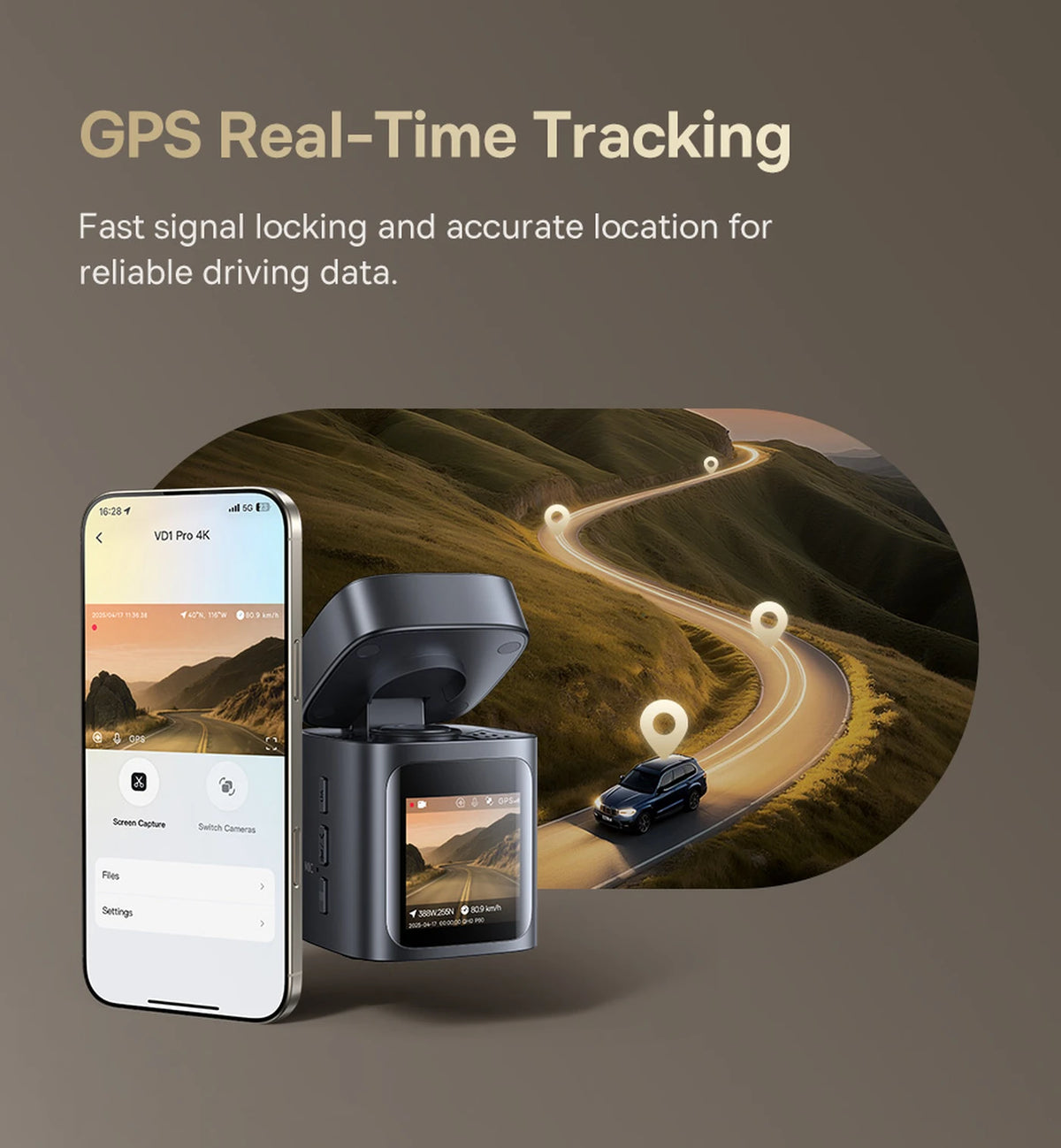 Baseus PrimeTrip VD1 Pro Dashcam – 4K Voorcamera + 1080p Achtercamera – Wifi – Parkeermodus – Cosmic Black