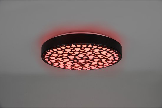 Reality - LED Plafondlamp - Plafondverlichting - 22W - Aanpasbare Kleur - RGB - Afstandsbediening - Dimbaar - Rond - Zwart - Kunststof