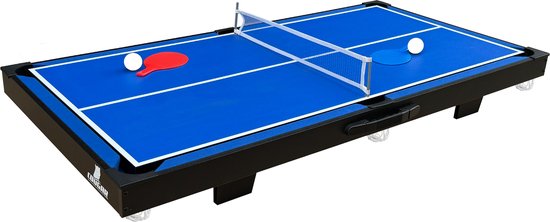 Cougar 3-in-1 Multi Speeltafel Mini Zwart-Blauw – Pooltafel – Push Hockey – Tafeltennis - Inclusief alle accessoires