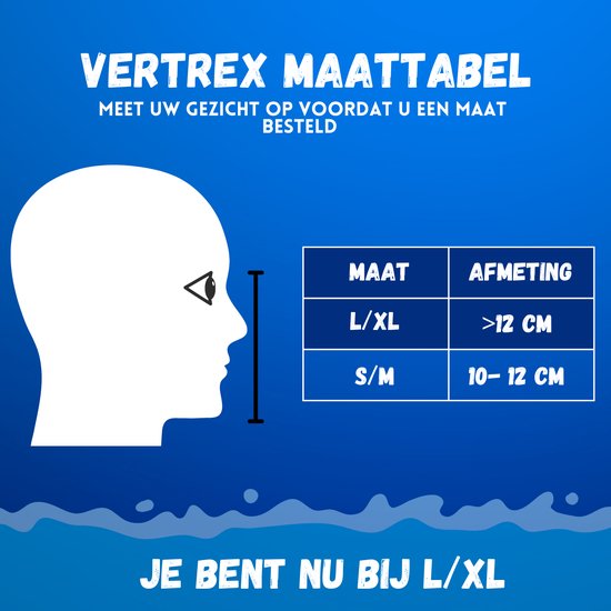 Vertrex Duikbril met Snorkel L/XL - Snorkel - Duikmasker Volwassenen en Kinderen - Snorkelmasker Kind - Snorkelmaskers
