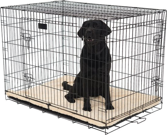 Brixy Hondenbench - Bench Voor Honden - Maat L - Opvouwbaar - 91 x 58 x 65 CM - 2 Deuren - Zwart