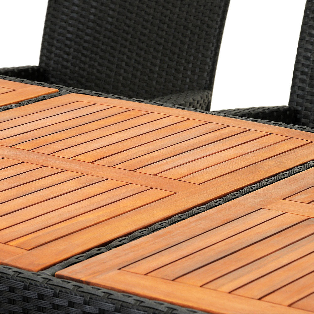 Casaria Polyrattan Tuinset - 8 Stoelen & Kussens & Tafel – Zwart