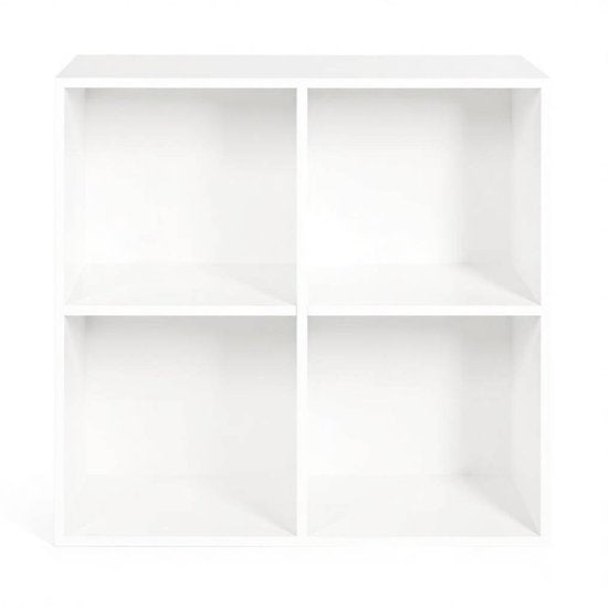FloraGrace Boekenkast – 4-Vaks Open Opbergrek – 59,6 x 59,8 x 29,5 cm – Hout – Wit – Staande Opbergkast Voor Woonkamer Of Kantoor